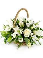 White Flower Basket