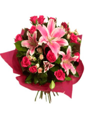 Pink Lilies and Red Roses