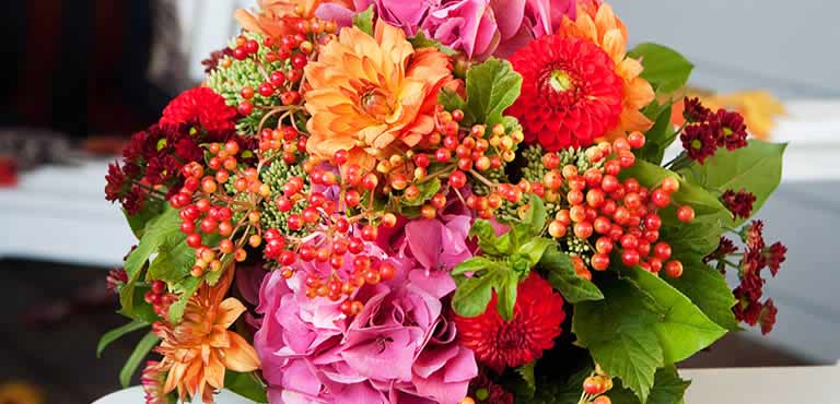 Autumn bouquet on table